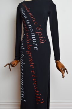 2000’s Moschino vintage Long Sleeve Black Slogan Red Writing Maxi Dress