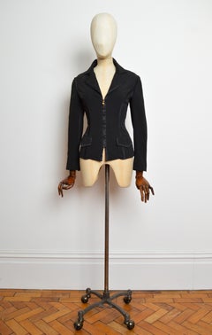 1994 GUCCI by Tom Ford Black Fitted Zip Down Blazer Tailored Jacket