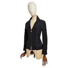 1994 GUCCI by Tom Ford Black Fitted Zip Down Blazer Tailored Jacket