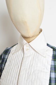 Dsquared2 Autunno 2006 Camicia da smoking aderente da donna in lana tartan verde screziato