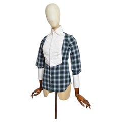 Dsquared2 Autunno 2006 Camicia da smoking aderente da donna in lana tartan verde screziato