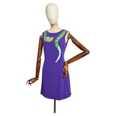 MOSCHINO Cheap & Chic Purple Shift Dress with Snake Sequin Collar