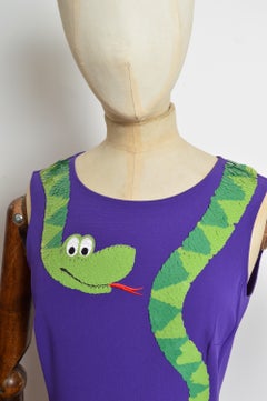 MOSCHINO Cheap & Chic Purple Shift Dress with Snake Sequin Collar