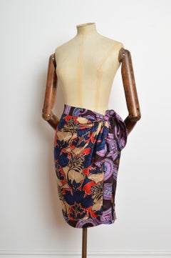 PRADA Resort 2010 Silk Vintage Floral Patterned Multi Print Wrap detail Skirt