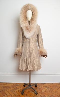 2000’s Italian Vintage MAZZI Venetian Fox Fur Champagne Hooded Winter Coat