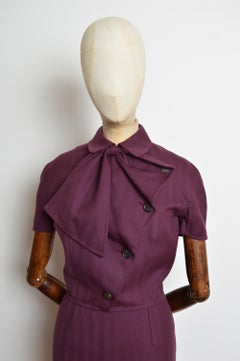 F/W 2010 Christian Dior by John Galliano Dark Plum Purple Tailored Formal Dress