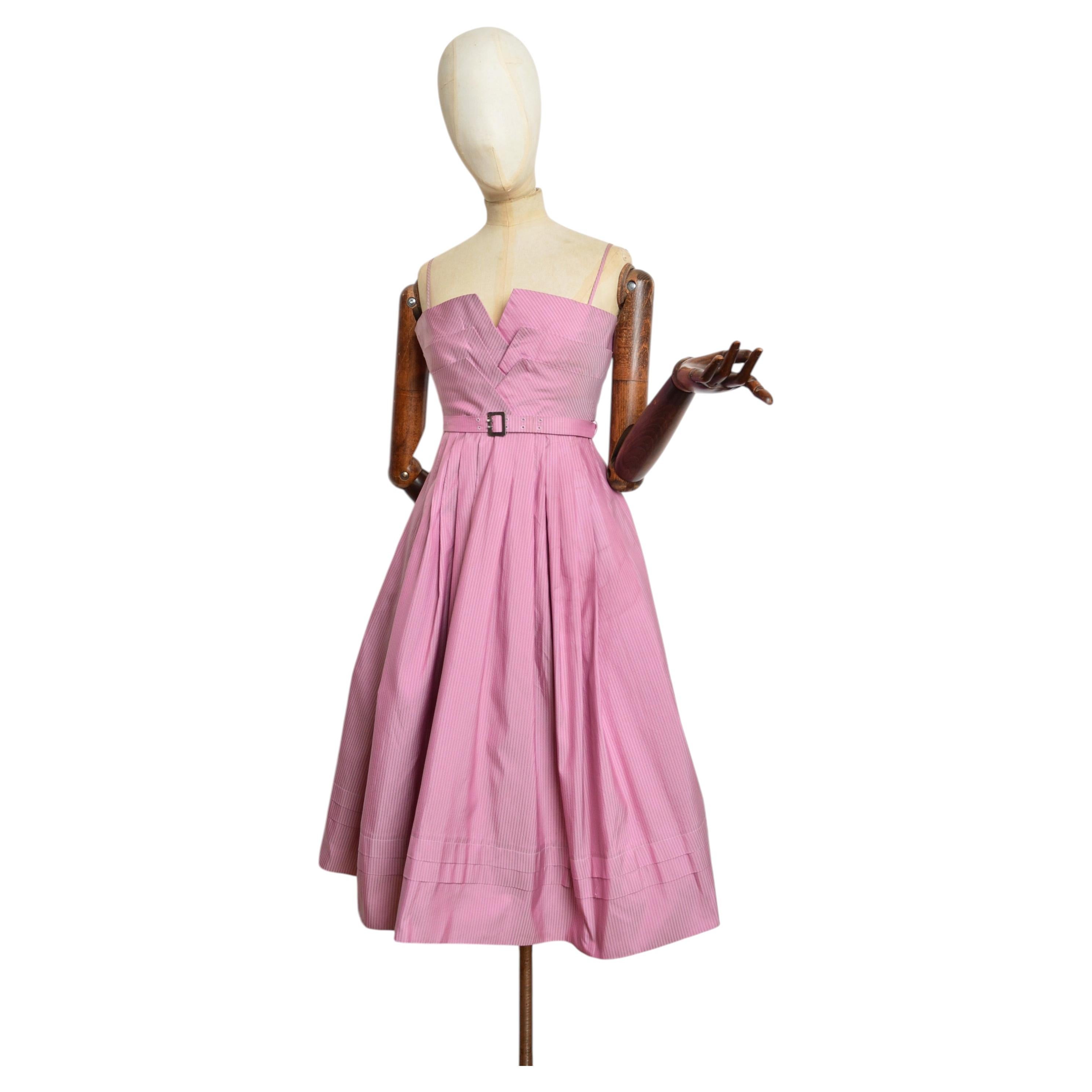 Spring / Summer 2004 Pink John Galliano Silk Jacquard Cocktail Vintage Dress