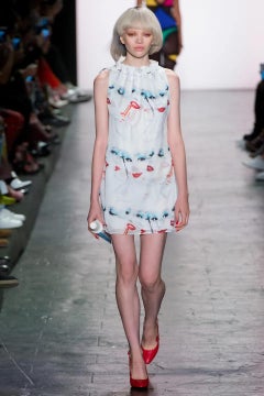 S/S 2017 Jeremy Scott Runway White Face Print 80s pop art Mini Dress
