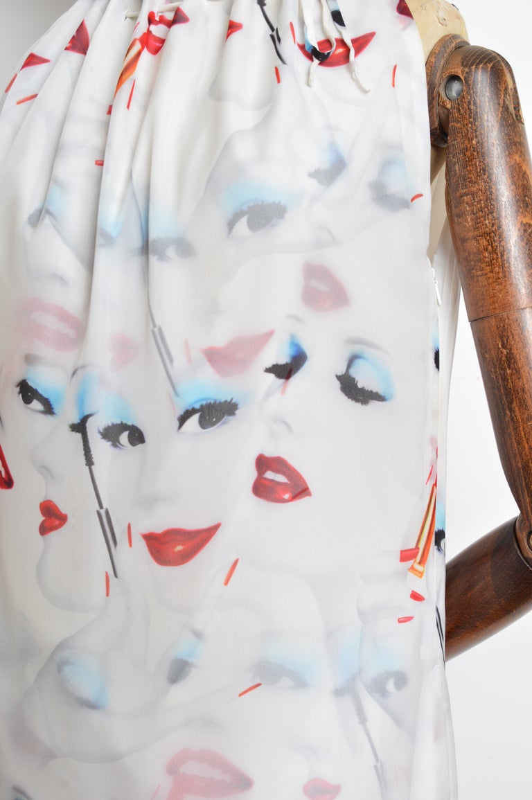 jeremy scott printed leather dress S/S 2017 Runway White Face Print 80s pop art Mini For Sale at 1stDibs Embroidered Flower