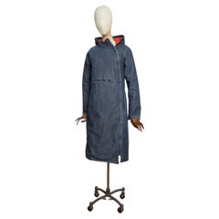 2000’s La Brigada Internacional Denim Asymmetric Zip Tech Hooded Jacket Coat