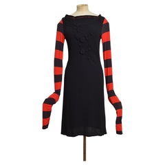 Cop Copine 2000’s Avant Garde Red & Black Stripey long Sleeve Dress