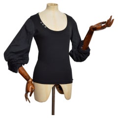 2000’s Vintage Cop Copine Black 3/4 Sleeve Cotton Linen Avant Garde Top T shirt