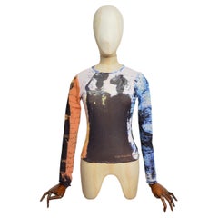 2000’s Cop Copine Avant Garde Art print Long Sleeve Mesh Top