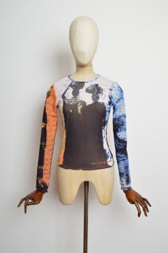 2000’s Cop Copine Avant Garde Art print Long Sleeve Mesh Top