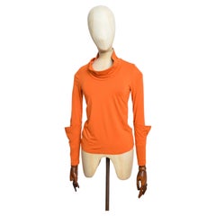 2000’s Cop Copine Avant Garde Roll Neck Orange Long Sleeve T-Shirt