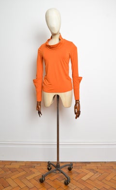 2000’s Cop Copine Avant Garde Roll Neck Orange Long Sleeve T-Shirt