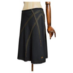 2000’s Cop Copine Avant Garde Checked Black Low Rise Skirt with Exposed Seams