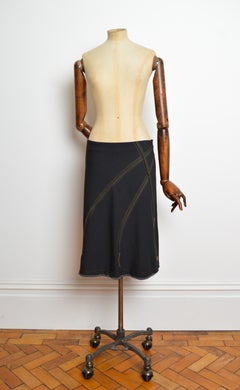 2000’s Cop Copine Avant Garde Checked Black Low Rise Skirt with Exposed Seams