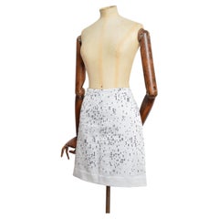 2000’s Cop Copine Avant Garde Pale Grey / White Digital Print Tech Skirt