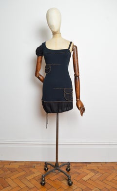 Top tipo túnica con costuras a la vista de Cop Copine en negro de los años 2000 - Minivestido