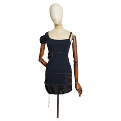Top tipo túnica con costuras a la vista de Cop Copine en negro de los años 2000 - Minivestido
