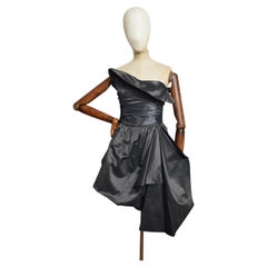 F/W 2006 Emporio Armani Strapless Taffeta Cocktail Evening Dress in Grey / Black