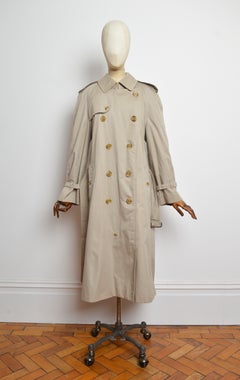 1990’s Classic Beige BURBERRY Vintage Trench Coat - Long Jacket