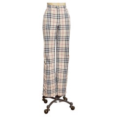 Burberry 2000’s Raw Cotton Nova Check High Waisted Tartan Trousers Pants W28