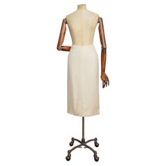 Spring 2000 John Galliano Cream White Linen Midi Tailored Pencil Skirt