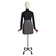 D&G by Dolce & Gabbana – Schwarzes Tweed-Minikleid mit Rollkragen und langen Ärmeln aus den 1990er Jahren