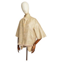 ESCADA Pale Gold Metallic Tweed Lamé 3/4 Sleeve Cocoon Jacket