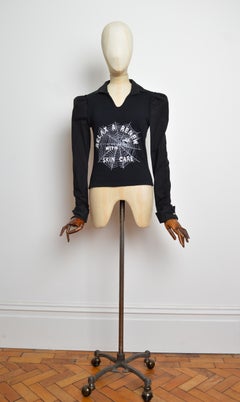 Maglietta Dolce & Gabbana Y2K in cotone nero con stampa "Web Slogan" e strass - Top in rete