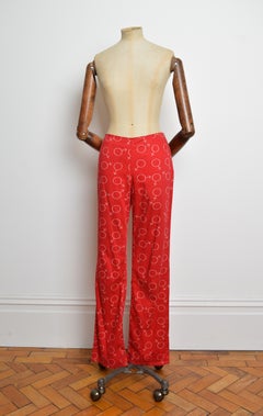 2000s Moschino Sex Symbol Red low Rise Pattern Jeans - Pants