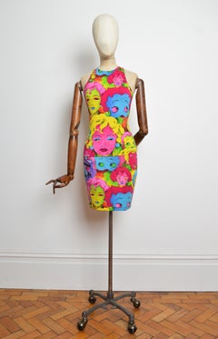1990’s GIANNI VERSACE Iconic Betty Boot Colourful Top & Mini Skirt Matching Set