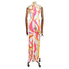 Tuta vintage degli anni 2000 di Donatella Versace con collo a goccia colorato e motivi a spirale