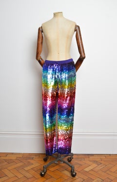 S/S 2015 ASHISH Rainbow Sequin Hand Embellished Colourful Jogging Bottom Pants