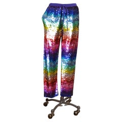 S/S 2015 ASHISH Rainbow Sequin Hand Embellished Colourful Jogging Bottom Pants