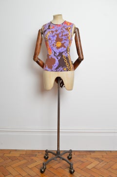 2000’s DONATELLA VERSACE Baroque Rococo Purple Gold Red Tank Top - Vest Tee