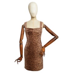 1996 Dolce & Gabbana Leopard Print Cheetah pattern Velvet Pin Up Dress
