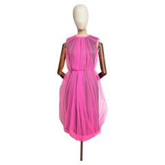 F/W 2018 PRADA Runway Neon Pink Mesh Tulle Shift Dress