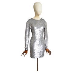 F/W 2012 ASHISH Silver Sequin Embellished Long Sleeve Backless Disco Mini Dress