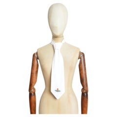 F/W 1994 VIVIENNE WESTWOOD Large White ORB Cravat - Neck Tie