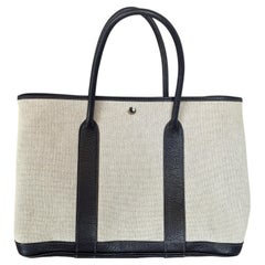 Hermès Garden Party Ecru/Noir Toile Canvas and Leather Bag