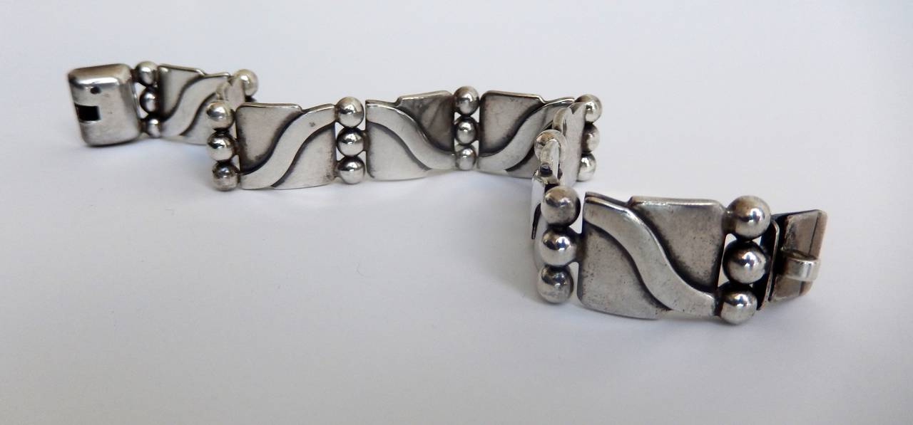 Hector Aguilar Sterling Silver Lyre Bracelet