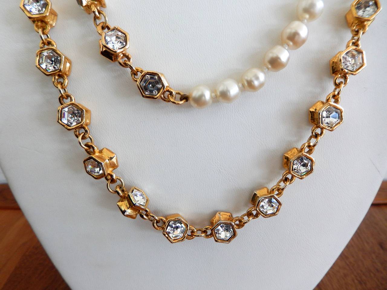 Chanel Pearl and Rhinestone Sautoir Necklace 1