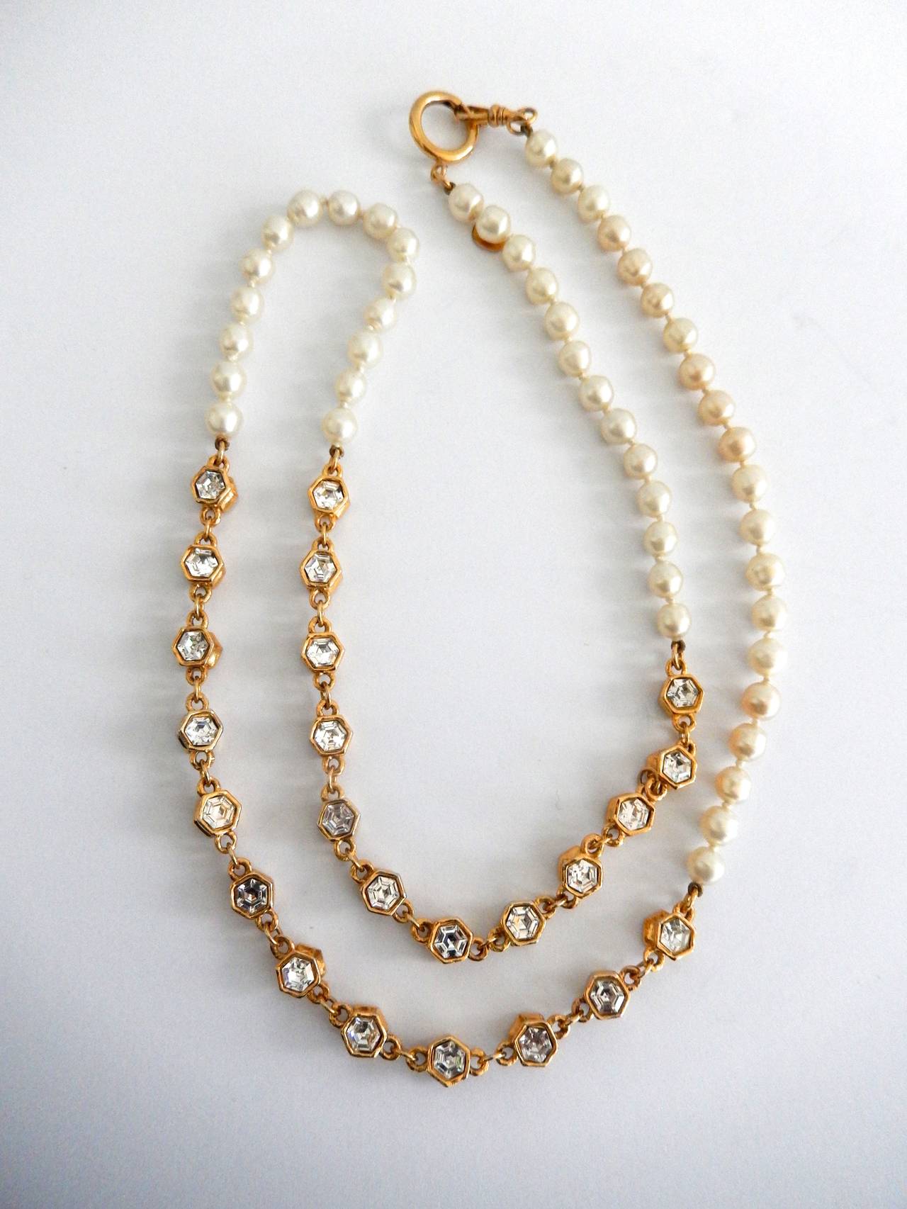 Women's Chanel Pearl and Rhinestone Sautoir Necklace