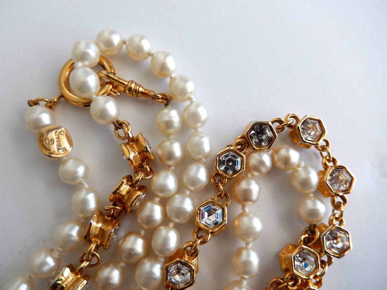 Chanel Pearl and Rhinestone Sautoir Necklace 2