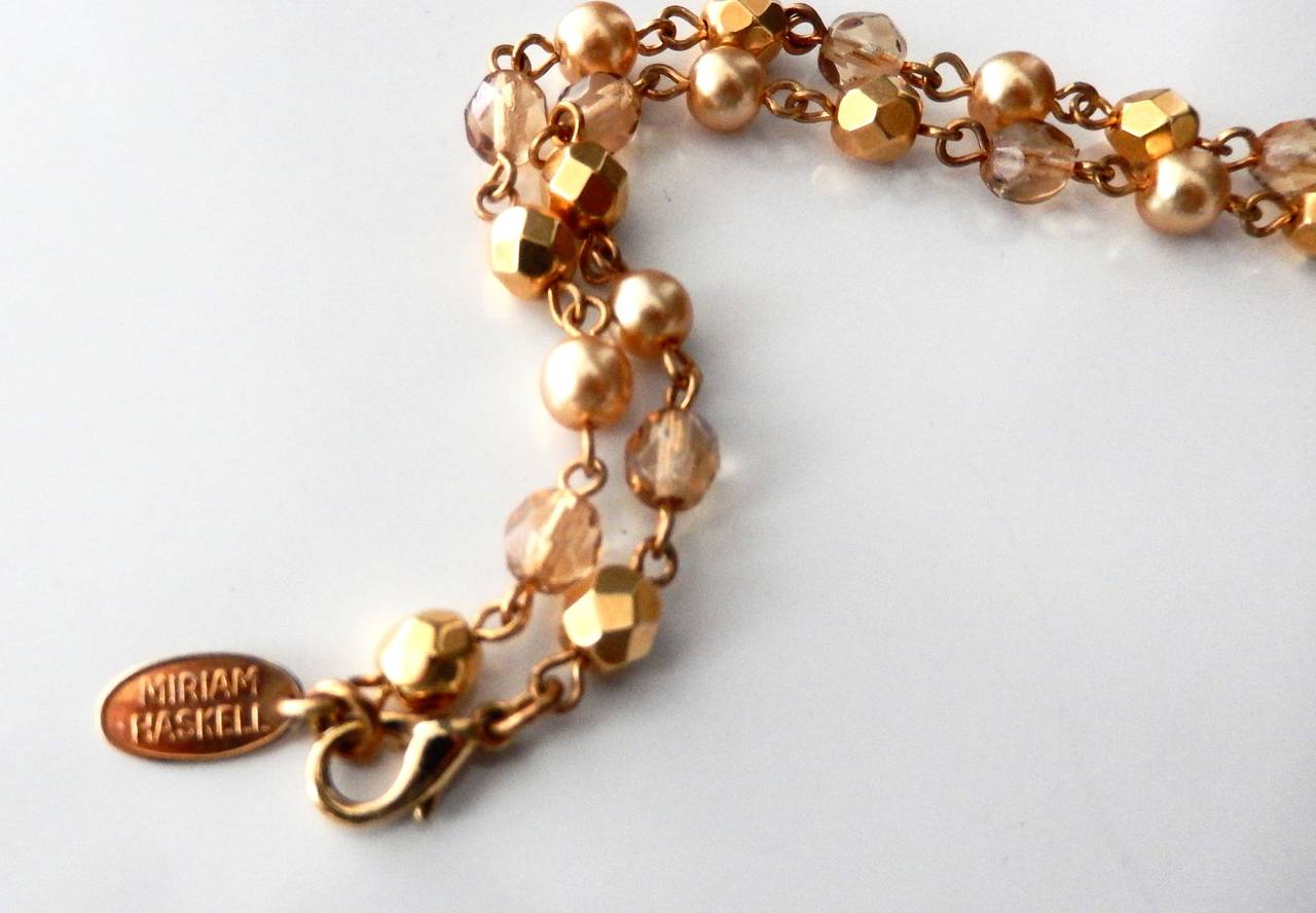 1970s Miriam Haskell Faceted Bead and Pearl Necklace with Pendant For Sale 4