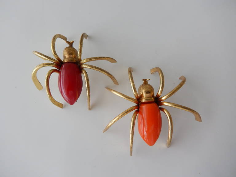 Art Deco Pair of Bakelite Spider Pins, 1930s