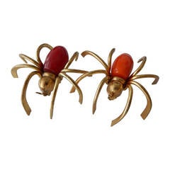 Pair of Bakelite Spider Pins, 1930s